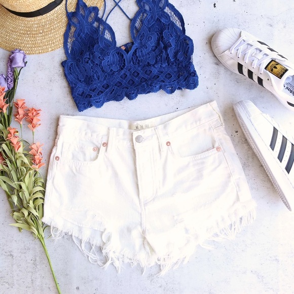 Free People Loving Good Vibrations Denim Cutoff Shorts Spring White 29 NWT - Picture 11 of 12